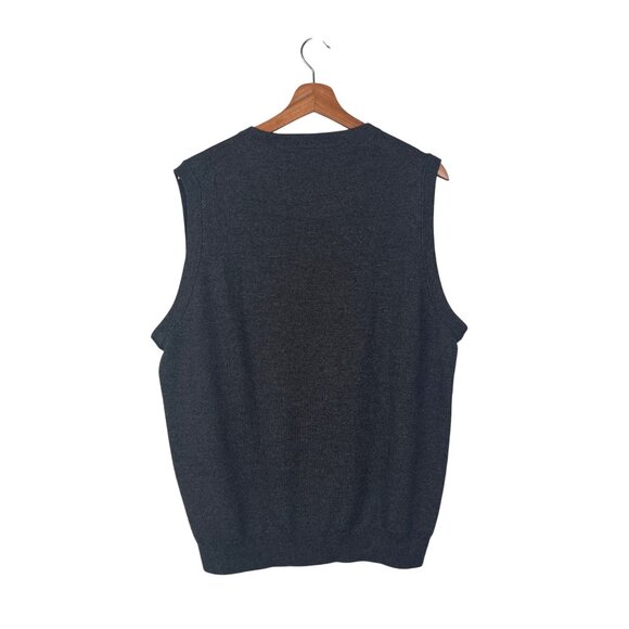 Nordstrom Men's Gray Sweater Vest 100% Extra Fine Merino Wool V Neck Vest Sz. L - Picture 2 of 5